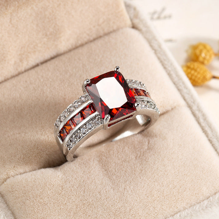Silberne Rubin-Spalt-Shank-Ring