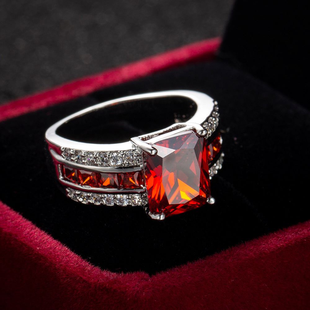 Silberne Rubin-Spalt-Shank-Ring