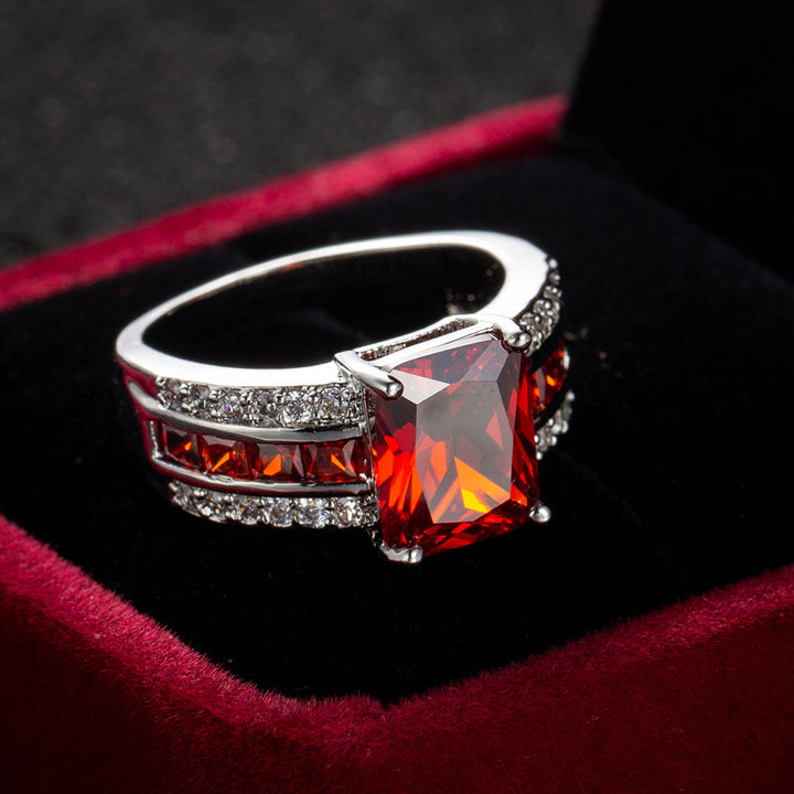 Silberne Rubin-Spalt-Shank-Ring