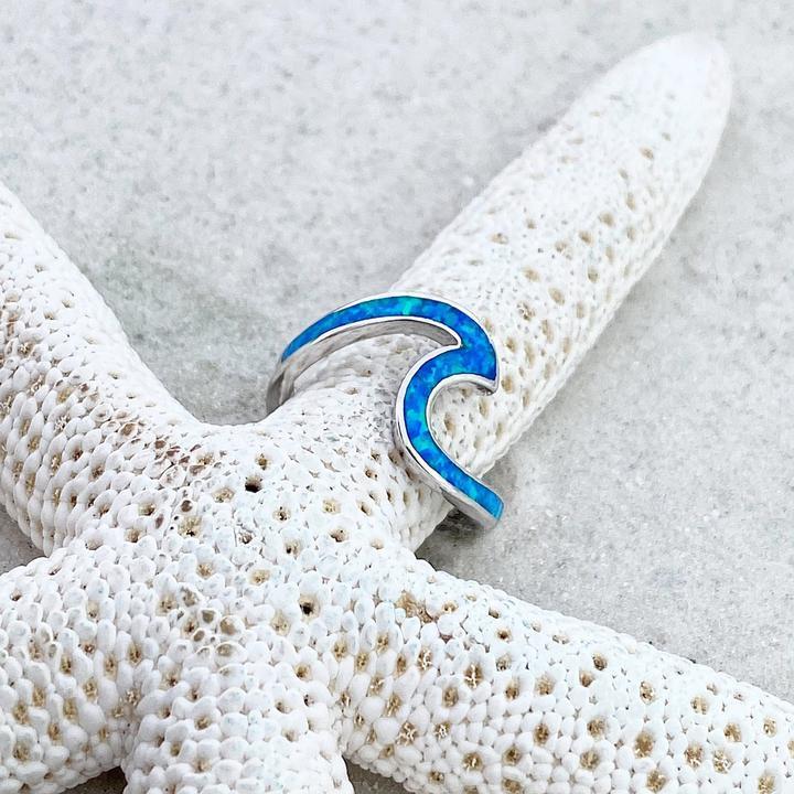 Meerwellenring aus Opal und Silber