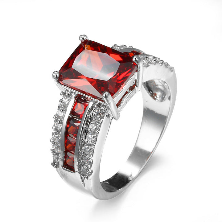 Silberne Rubin-Spalt-Shank-Ring
