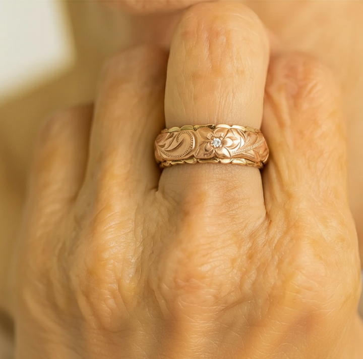 Vintage Rose Blüten Goldring