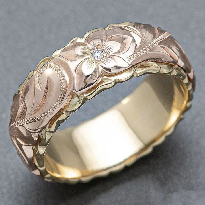 Vintage Rose Blüten Goldring